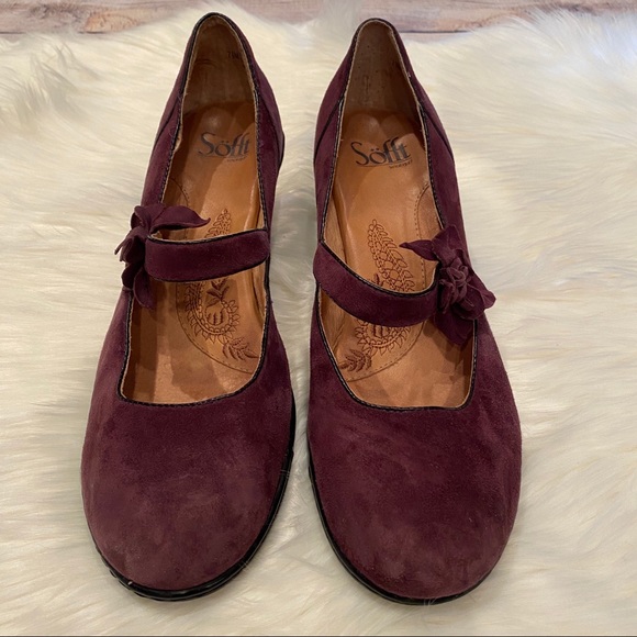 Sofft brand purple suede pumps with flower 7.5 - Picture 3 of 8